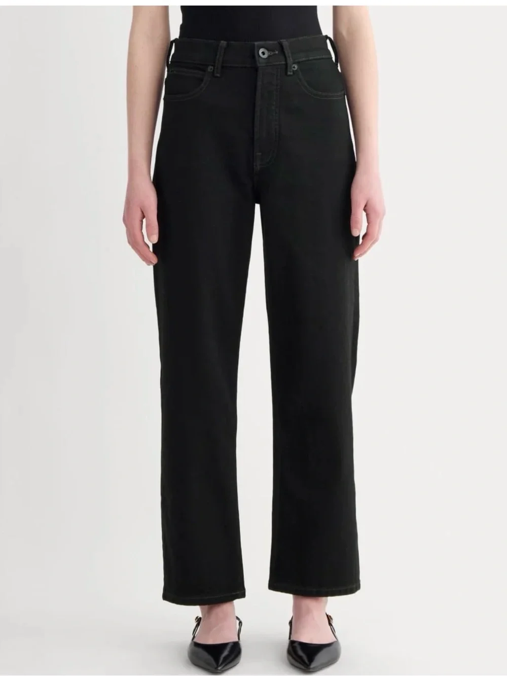 Everlane The Way High Straight Jean Black Organic Cotton Minimalist Size 28R NW